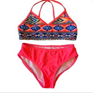Circo Coral Geometric Aztec Print Bikini